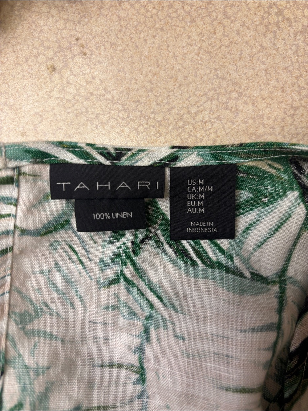 Tahari Green and White Tropical Leaf Sleeveless Mini Dress - Picture 4 of 6